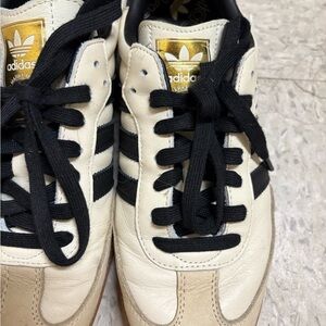 Adidas Women’s Cream and Black Sneakers